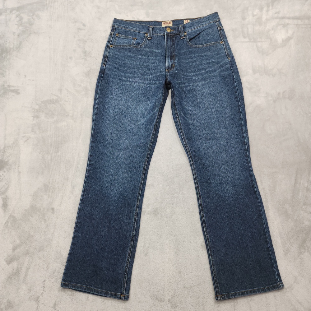 RedHead Jeans Mens 33x32 Blue Medium Wash Regular Straight Stretch Denim Casual